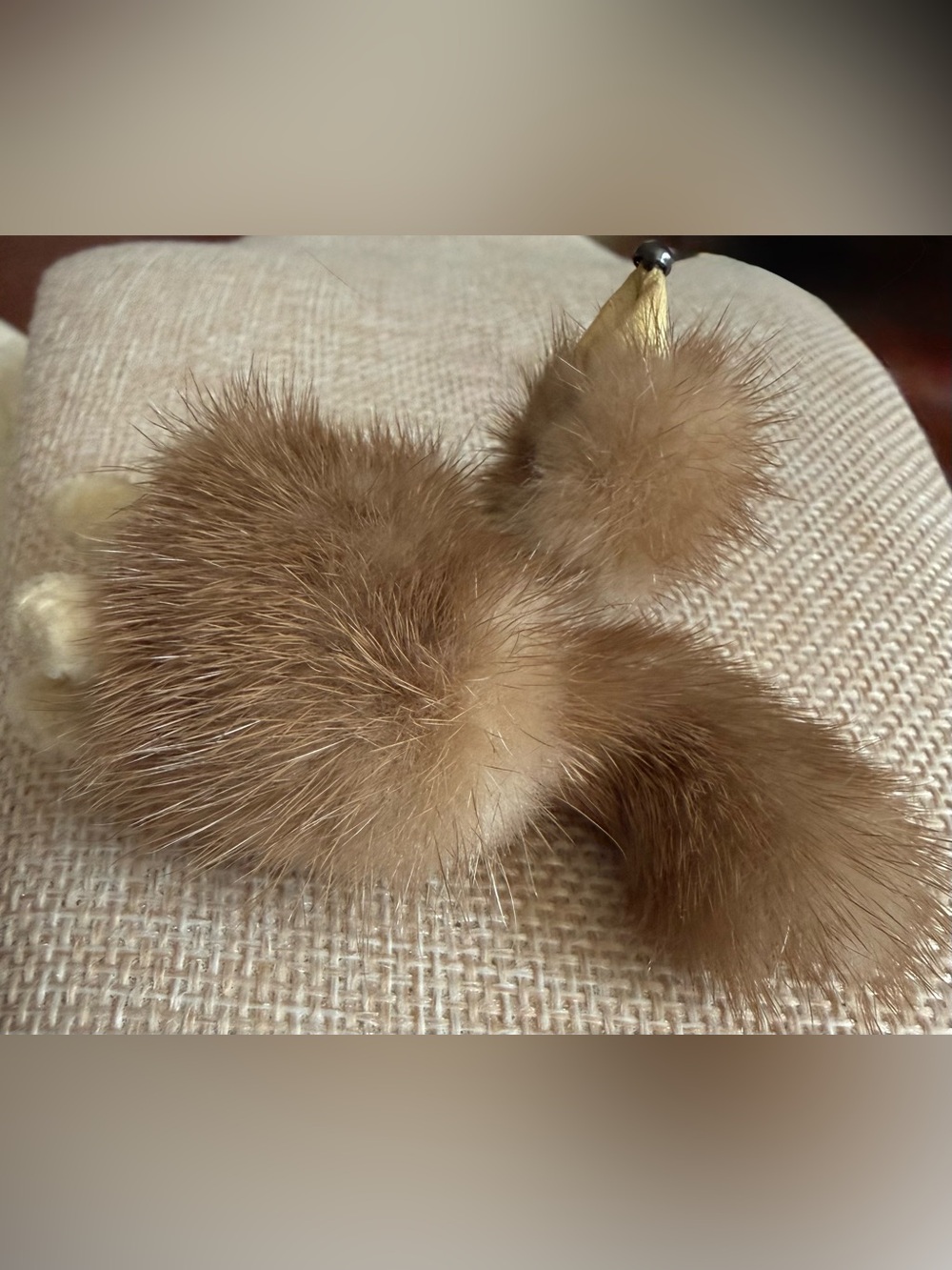 Mink Fur Fox Brooch Vintage Tan Brown - Picture 7 of 10